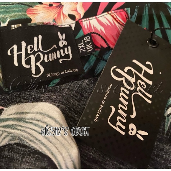 Hell Bunny Kalani 50’s Tropical Flower Pinup Swing Skirt 2X — fits 1X - Picture 8 of 15